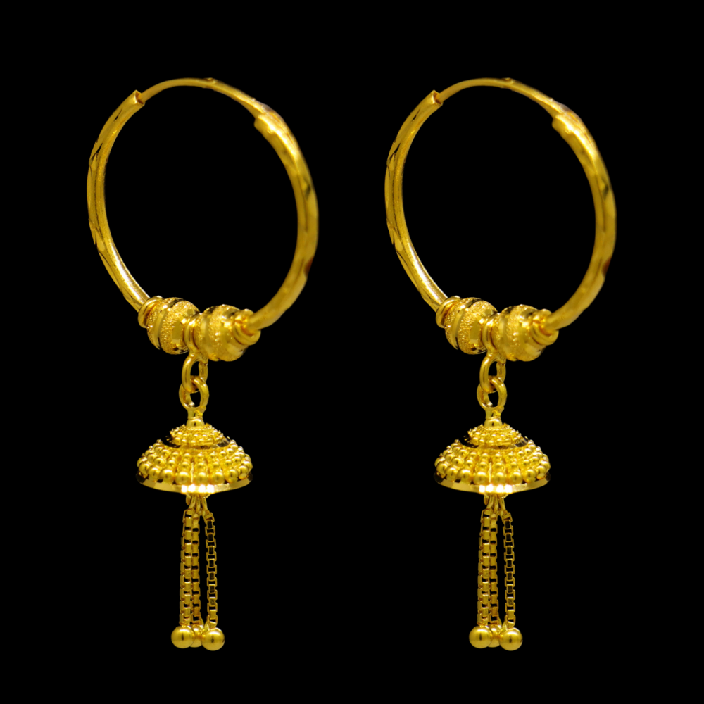 22K Gold Stud Drop Earrings - SW26596
